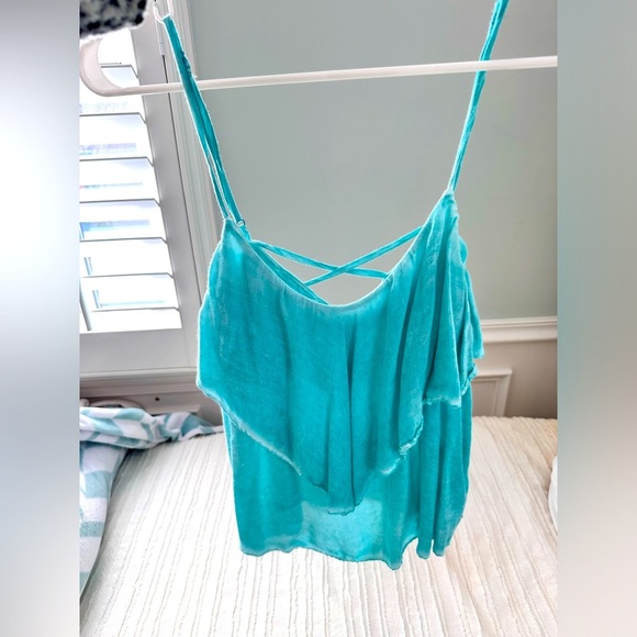 American Eagle Blue Ruffle Tank Sz. M - Picture 4 of 5